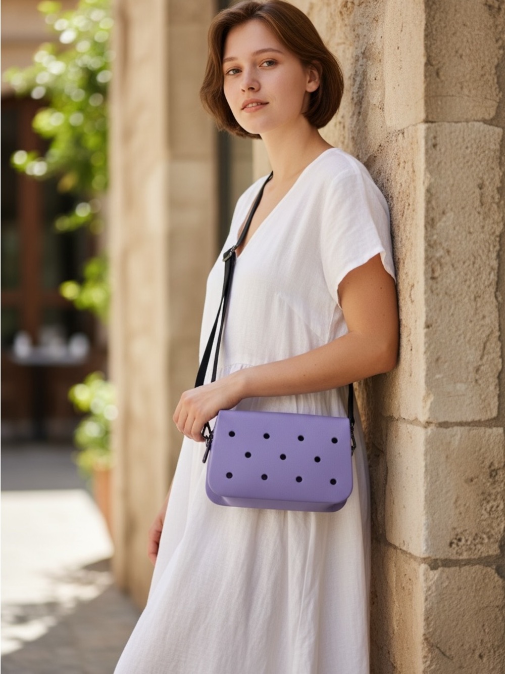 Mini Eva Lilac Crossbody Bag with Black Strap